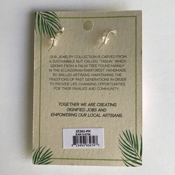 TAGUA Nut Medallion Earrings Asian-Style Pink Lacquer Open Work Lightweight NEW - Picture 3 of 14